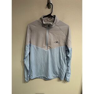 Zero Restriction Mens Medium Mayweather 1/4 Zip Pullover Light Blue Golf Stretch